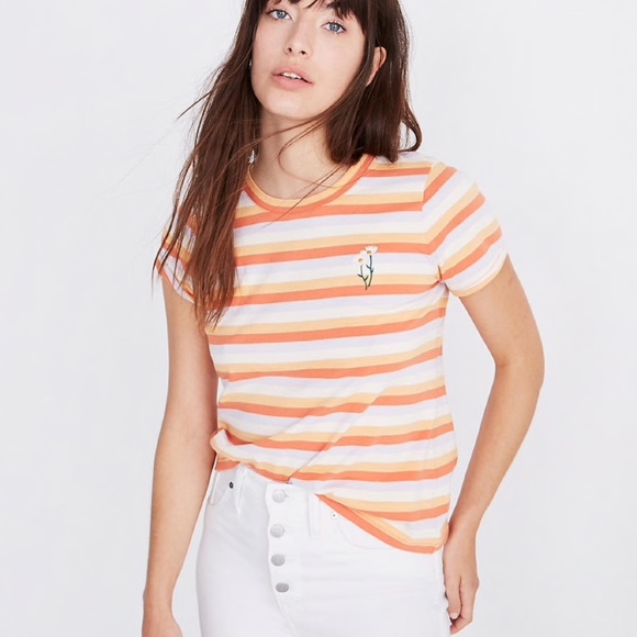 NWT Madewell Daisy Embroidered Tee - Picture 2 of 6